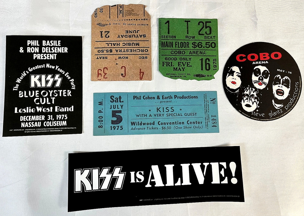 KISS Alive! Bumper Sticker Backstage Passes ticket Stubs 50th Anniv. Box Set Ace