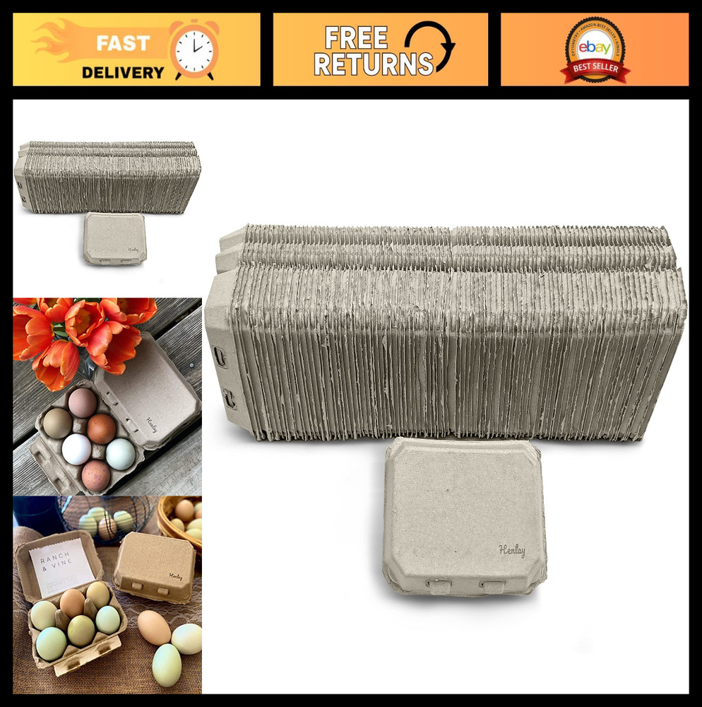 Blank Half-Dozen Egg Cartons Recyclable Pulp 100 Pack