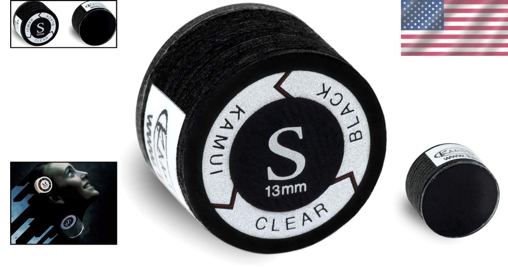 Clear Black Laminated Pool Billiard CUE TIP - 1 pc Soft, 13 mm