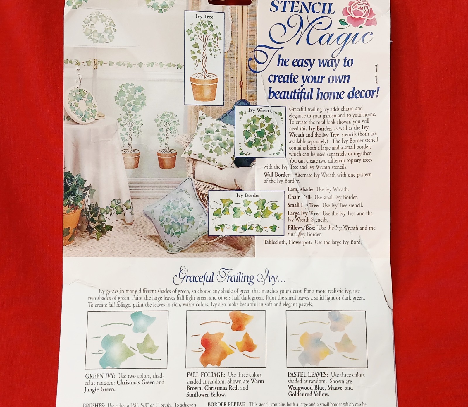 Delta Pre-Cut Decorative Ivy Border Stencil Walls Fabric Furniture Crafts NEW