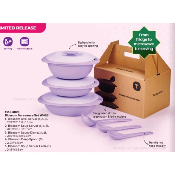Tupperware Blossom Serveware Microwaveable serving with Gift Box (3 Pcs)