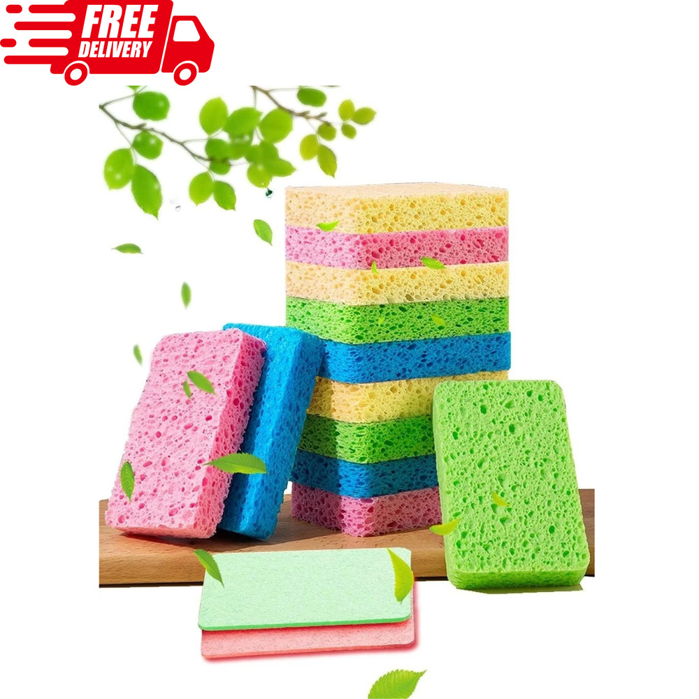 12-Count Kitchen Sponges Compressed Cellulose Sponges Non-Scratch
