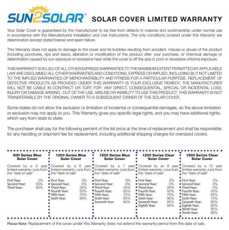 800 Series Swimming Pool Blue Solar Heating Blanket Cover - (Choose Pool Size)