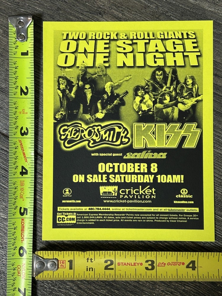 KISS Aerosmith Concert Flyer Handbill Ad Advert 2003 Phoenix AZ Vintage Kiss