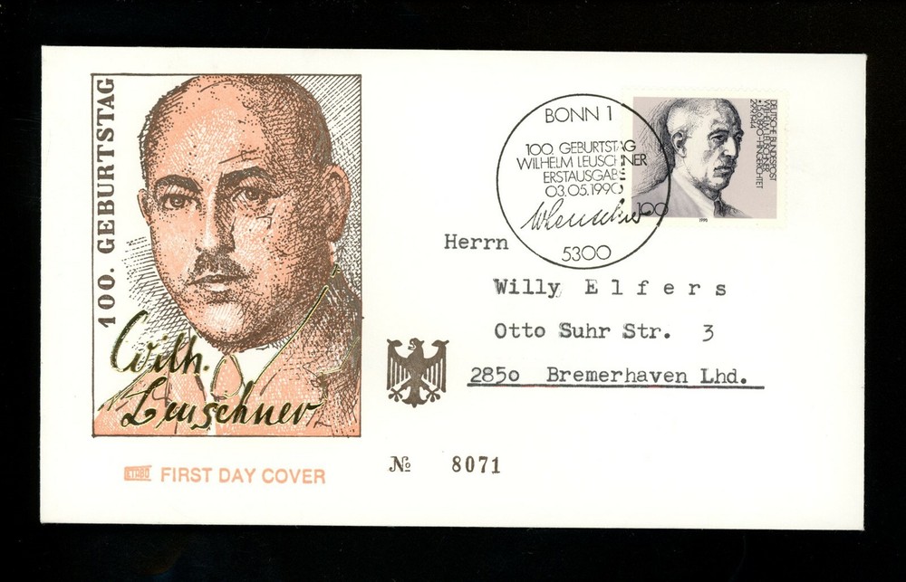 Postal History Germany FDC #1606 Wilhelm Leuschner politics 1990