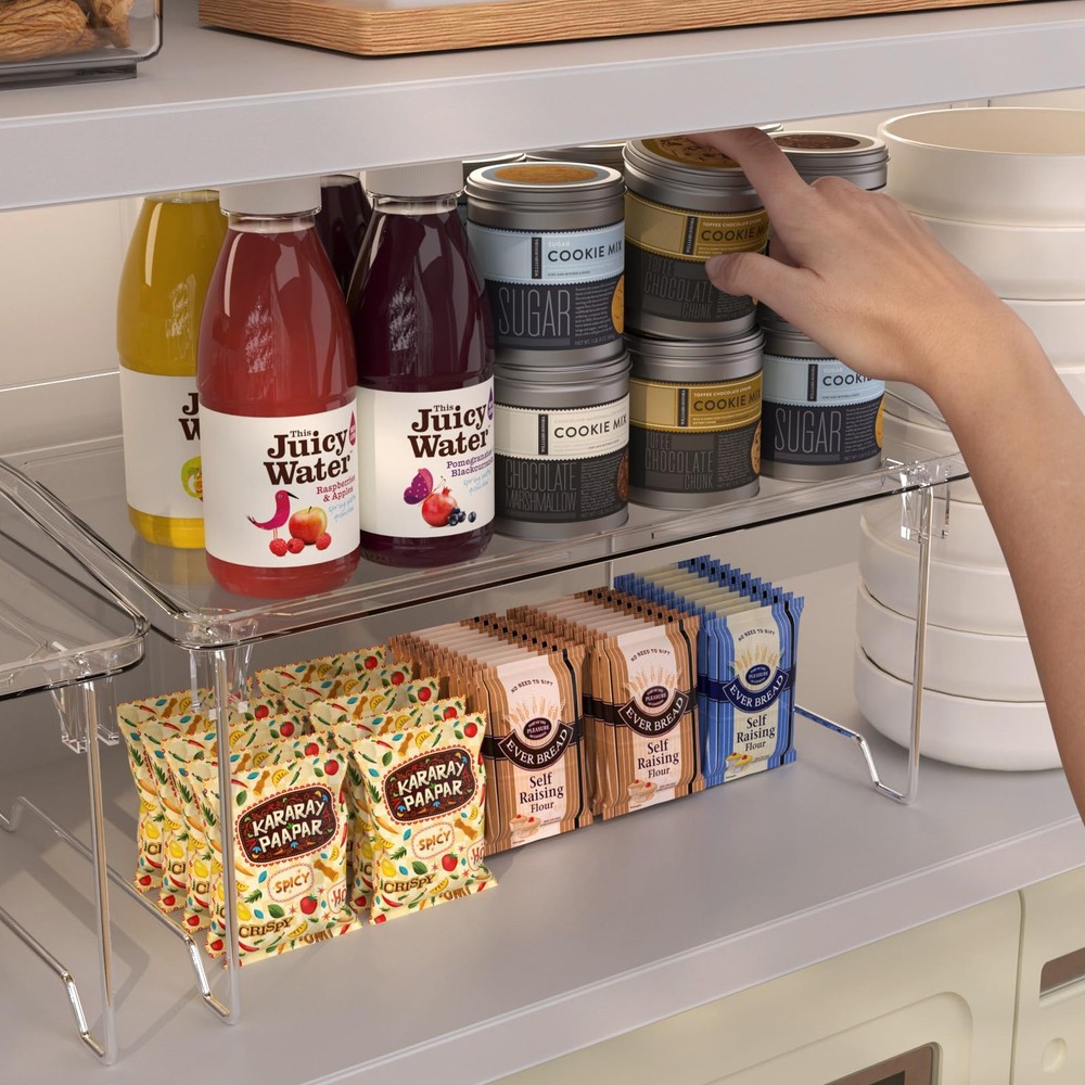STARLATTA 2 Pcs Cabinet Organizer Shelf, Stackable Kitchen Counter Shelves, S...