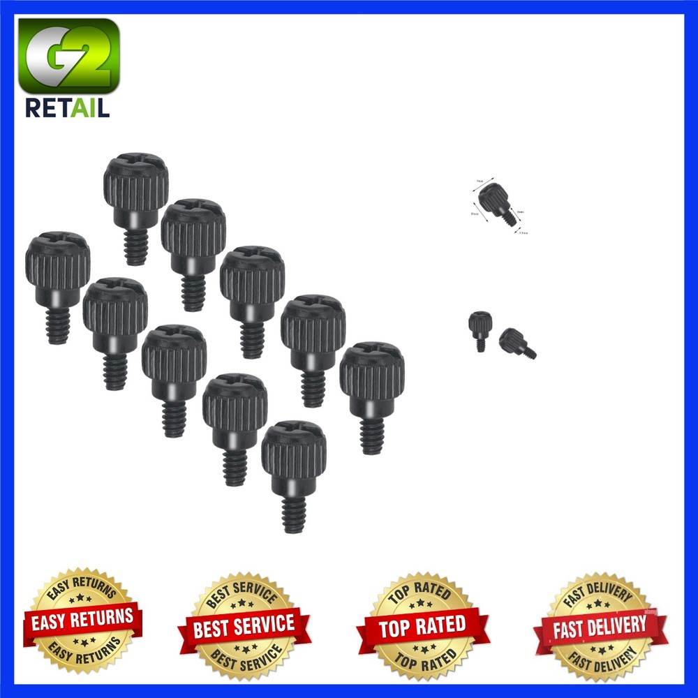 Philips Black Thumb Screws 6-32 Thread - 10 Pack for Easy Computer Fixes