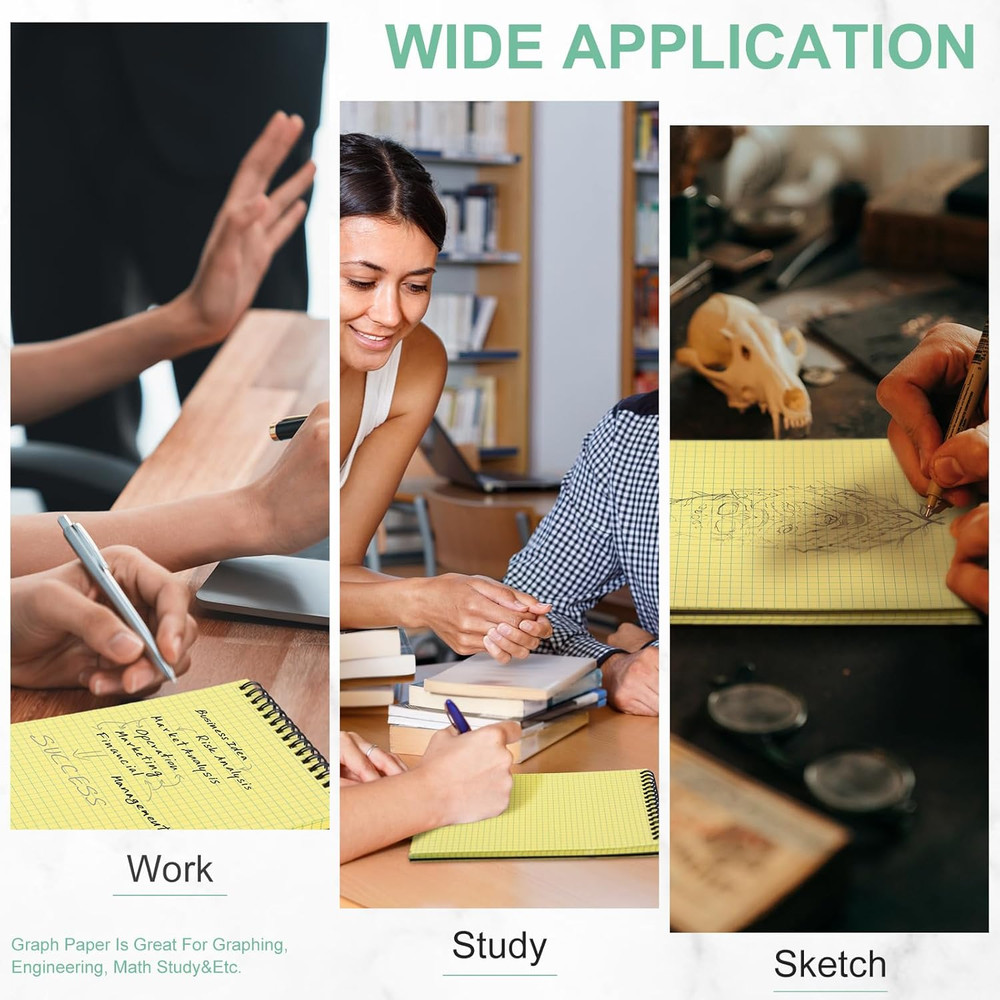 Engrowtic 2 Pack Graph Paper Spiral Notepad A5 Top Wirebound Notepad Grid Notebo