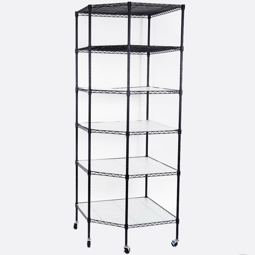 6 Tier Wire Shelving Rack Corner Storage Organizer Adjustable Display Shelf