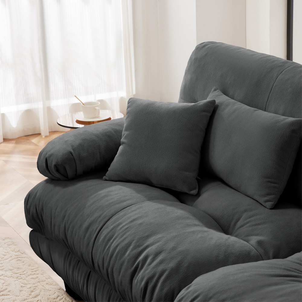 Gray Chenille Modular Sofa,4-Seater Cloud Couch + 2 Ottomans,Free Combination