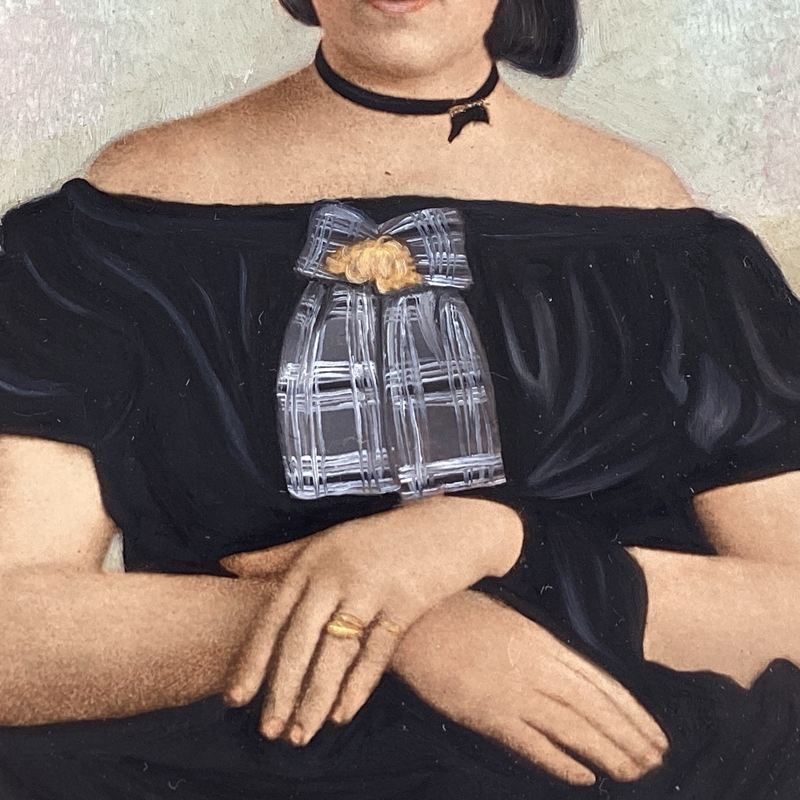 Pair Hand Painted Victorian Portrait Photos Detailed 1890’s Mother Daughter?