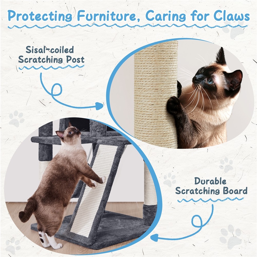 40inch Cat Tree Cat Condo with Sisal-Covered Scratching Board/Posts