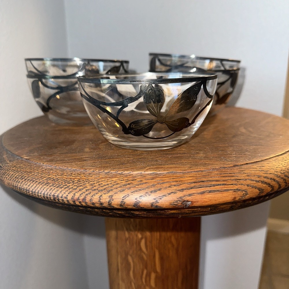 Five Antique Bowls Sterling  Silver Overlay