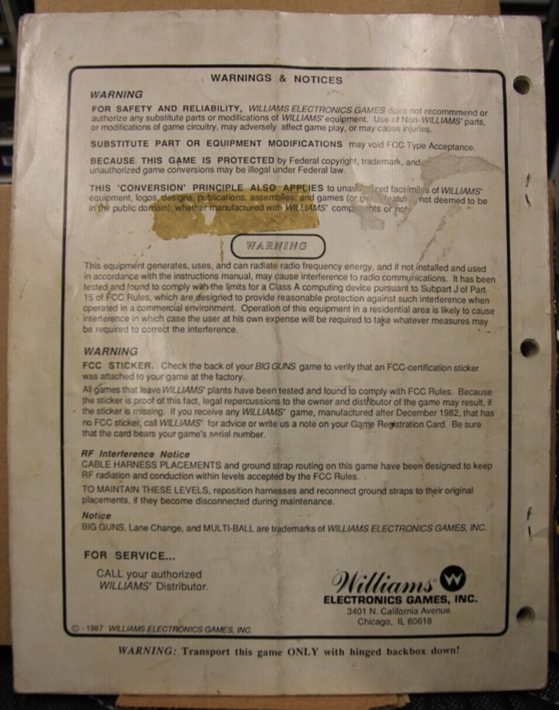 Big Guns Pinball Manual