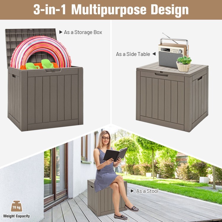 30 Gallon Outdoor Storage Organizer Deck Box Seating Container With Lockable Lid