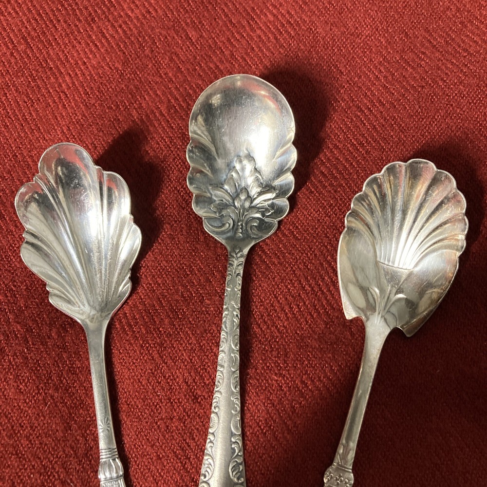 Antique Spoons Silver Plated Scalloped Set of 3