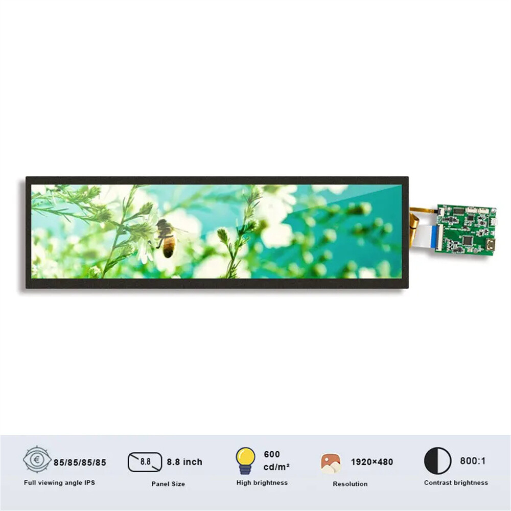 8.8"1920x480 IPS LCD Screen HSD088IPW1 CPU GPU Sub Display Mini HD MI MIPI Board