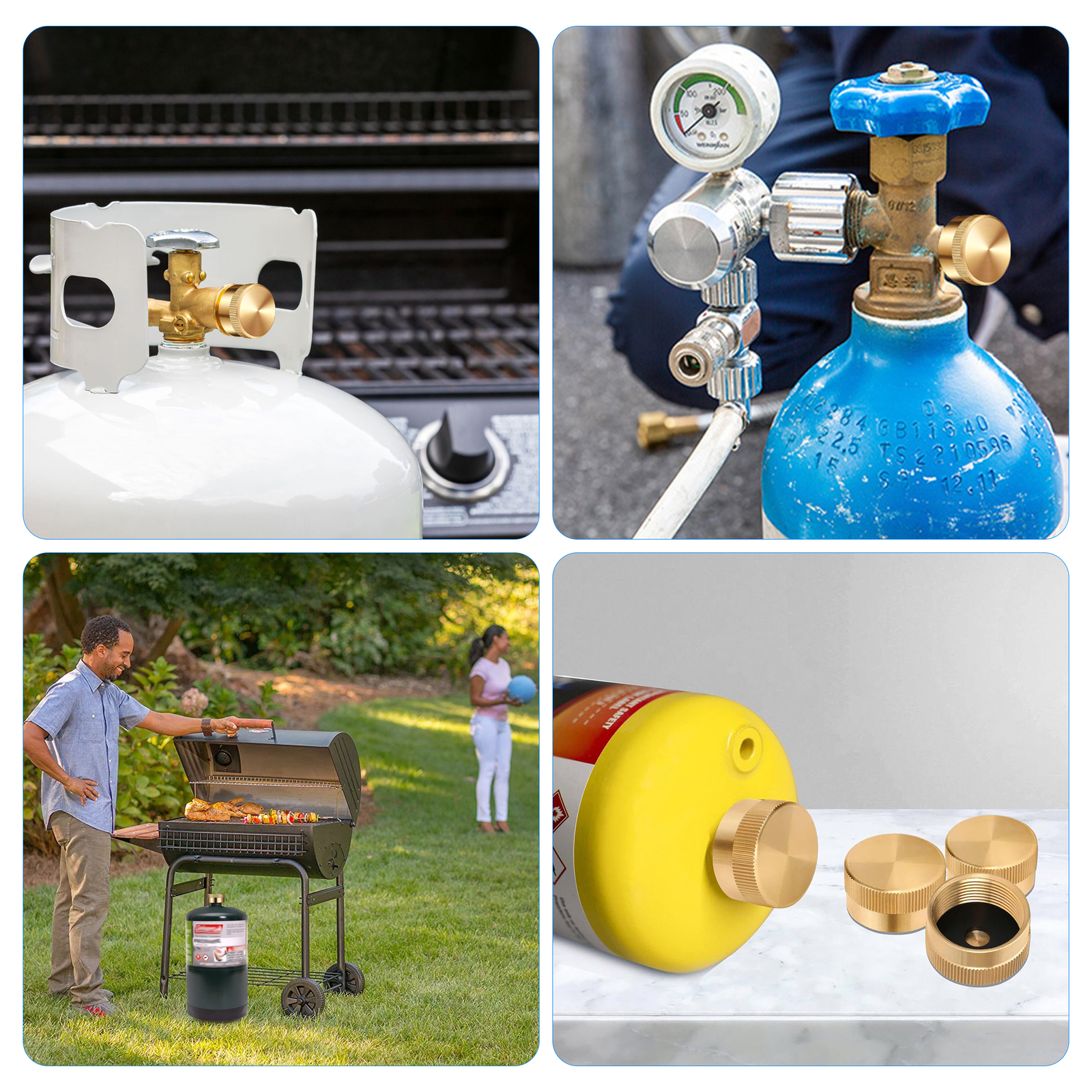 6pcs Solid Brass Cap for Refill 1 LB Propane Bottle Gas Tank Cylinder Sealed