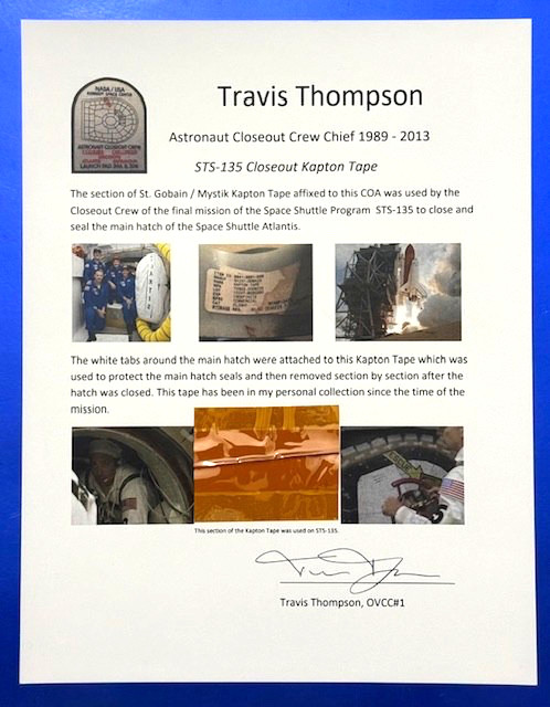 STS-135 CLOSE OUT CREW MULTI-KAPTON TAPE PRESENTATION