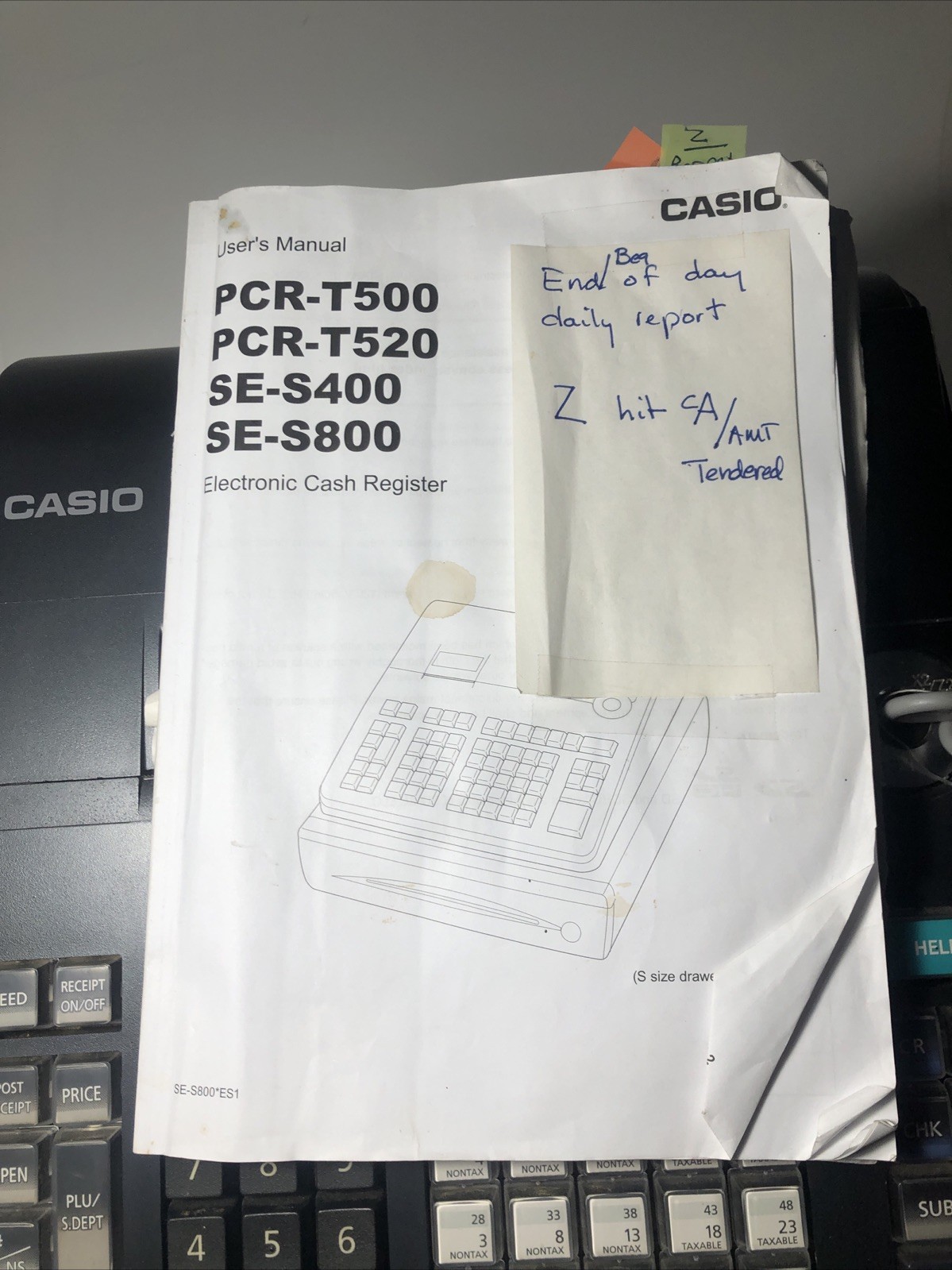 Casio PCR-T500 Electronic Cash Register Thermal Print Manual Drawer Keys Store