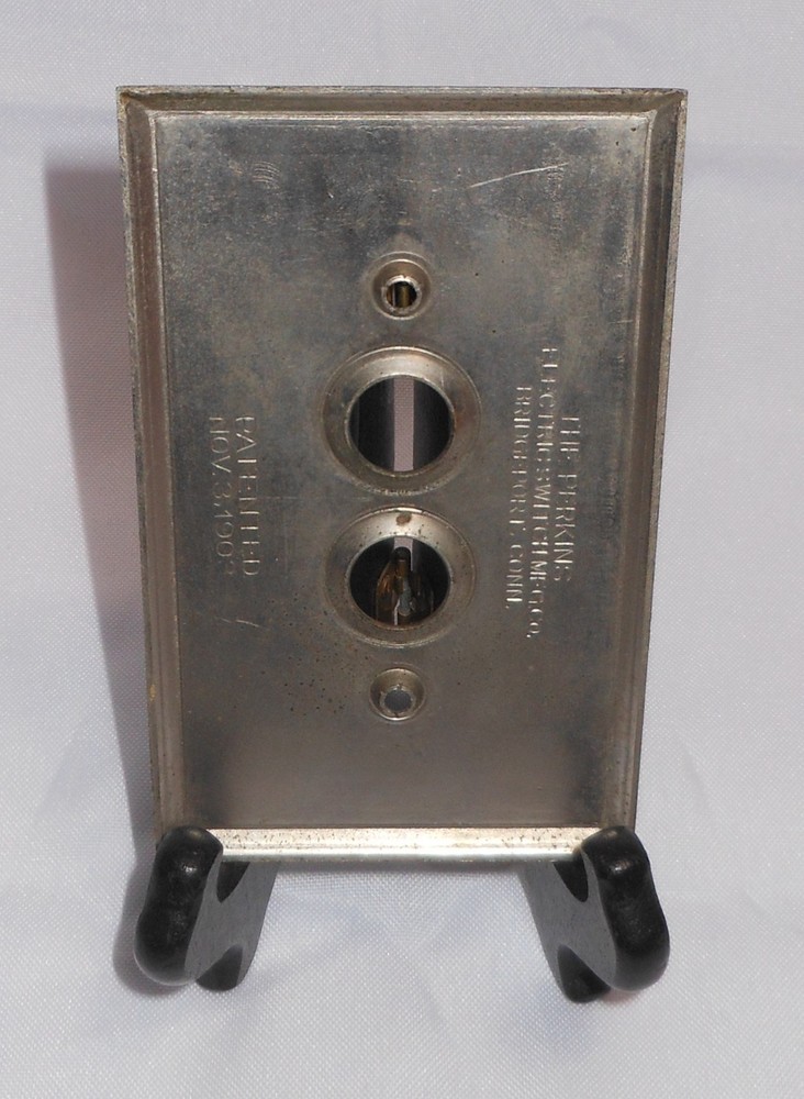 Vintage Perkins Push Button Light Switch Single Chrome 4.5" H x 2.75" W