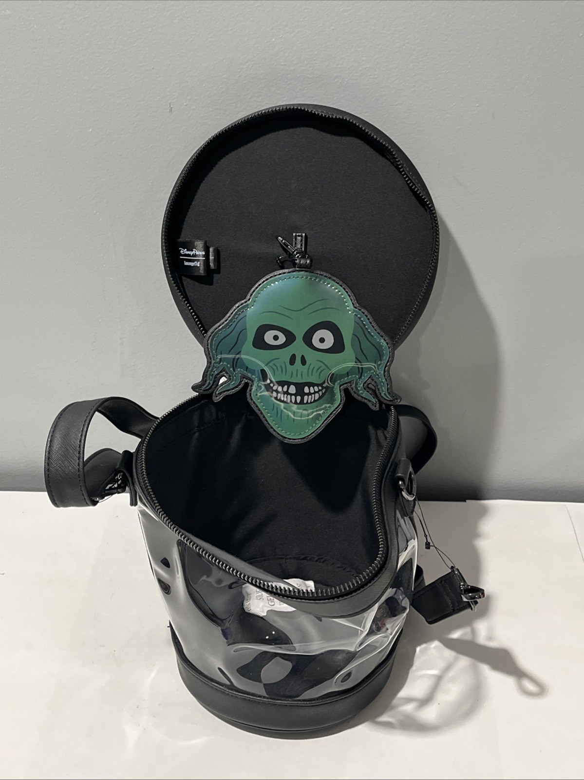 HATBOX GHOST Disney Parks Loungefly Black & Clear Haunted Mansion Crossbody Bag!