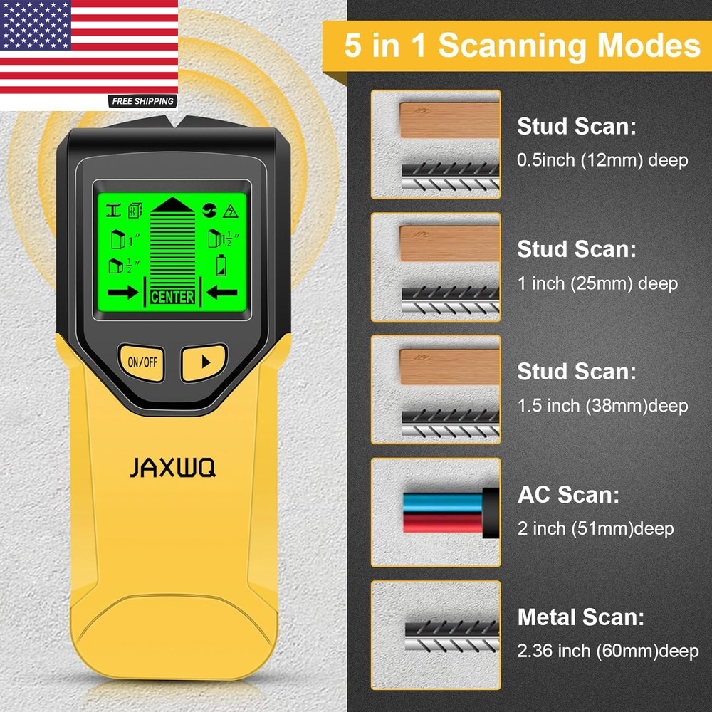 Stud Finder Wall Scanner - 5 in 1 Stud Finder Tool W/Microprocessor Chip and HD