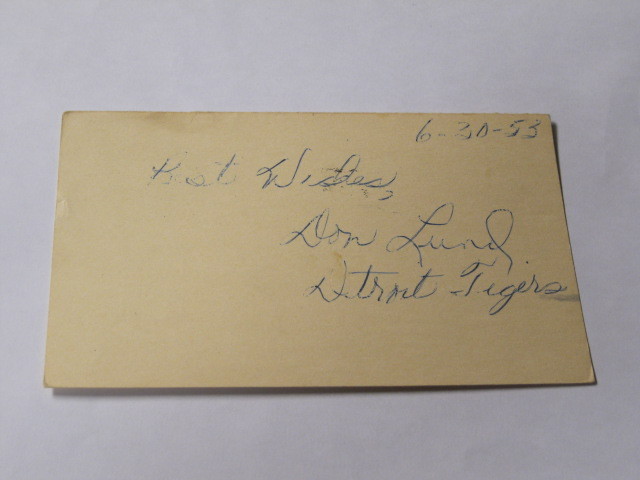 Don Lund Autographed Post Card JSA Auction Certified