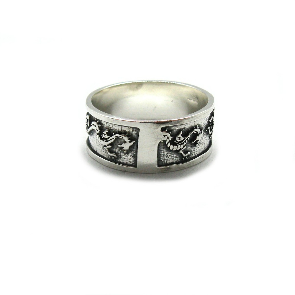 Genuine sterling silver ring 10mm band solid hallmarked 925 Dragon