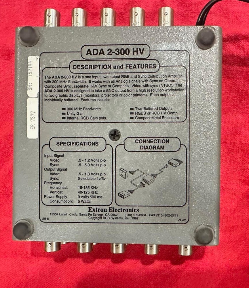 Extron ADA 2 300 HV - RGB Analog Distribution Amplifier