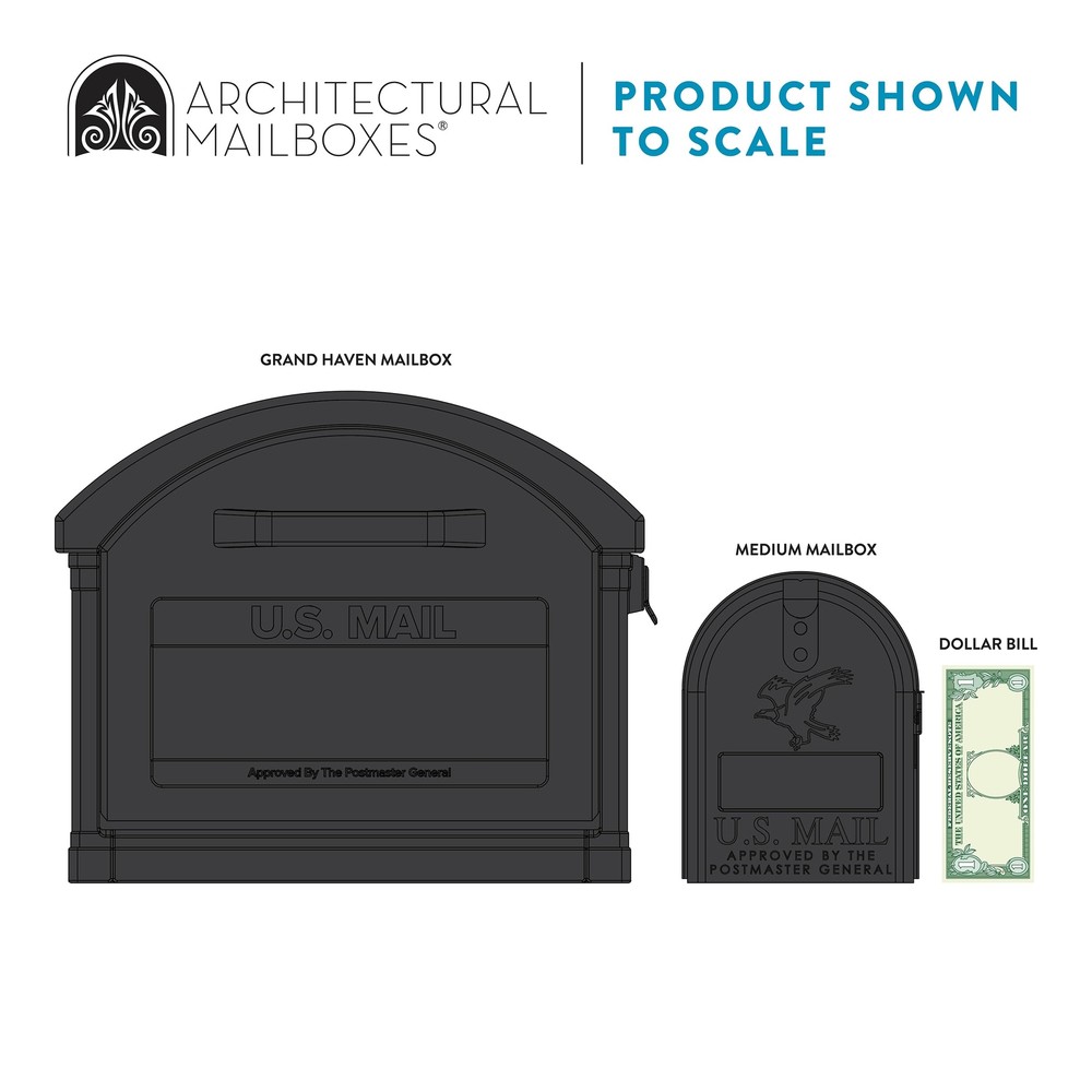 Extra Large Black Mailbox with Post Sleeve for Multiple Packages Durable USA ...