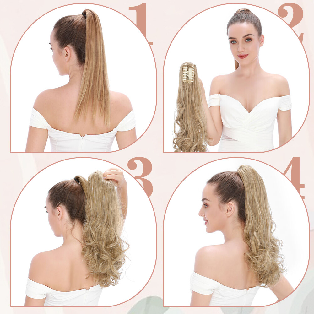 Claw Clip Wavy Ponytail Extensions As Human Pony Tail Long Hair Hairpiece Real