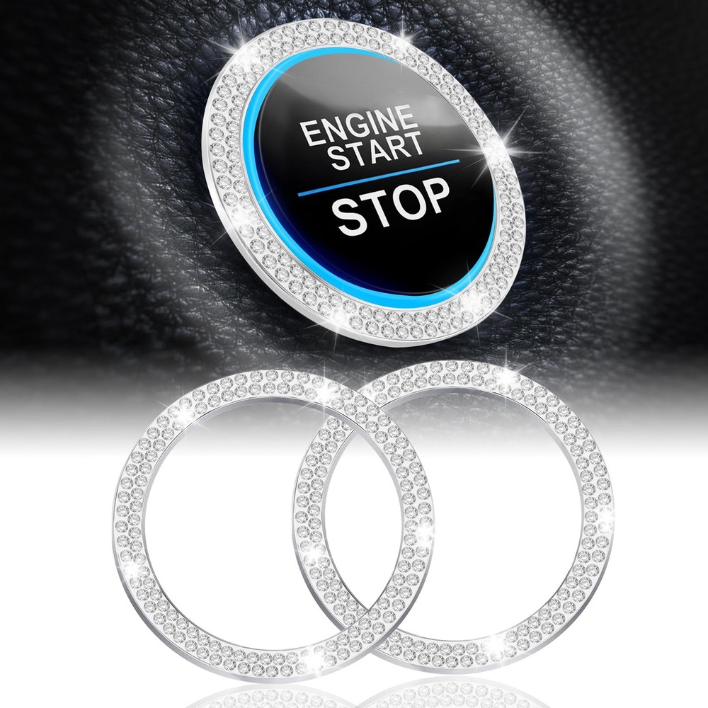 Crystal Start Stop Button Ring 2PCS Rhinestone Car Decor / Anillo Boton Auto