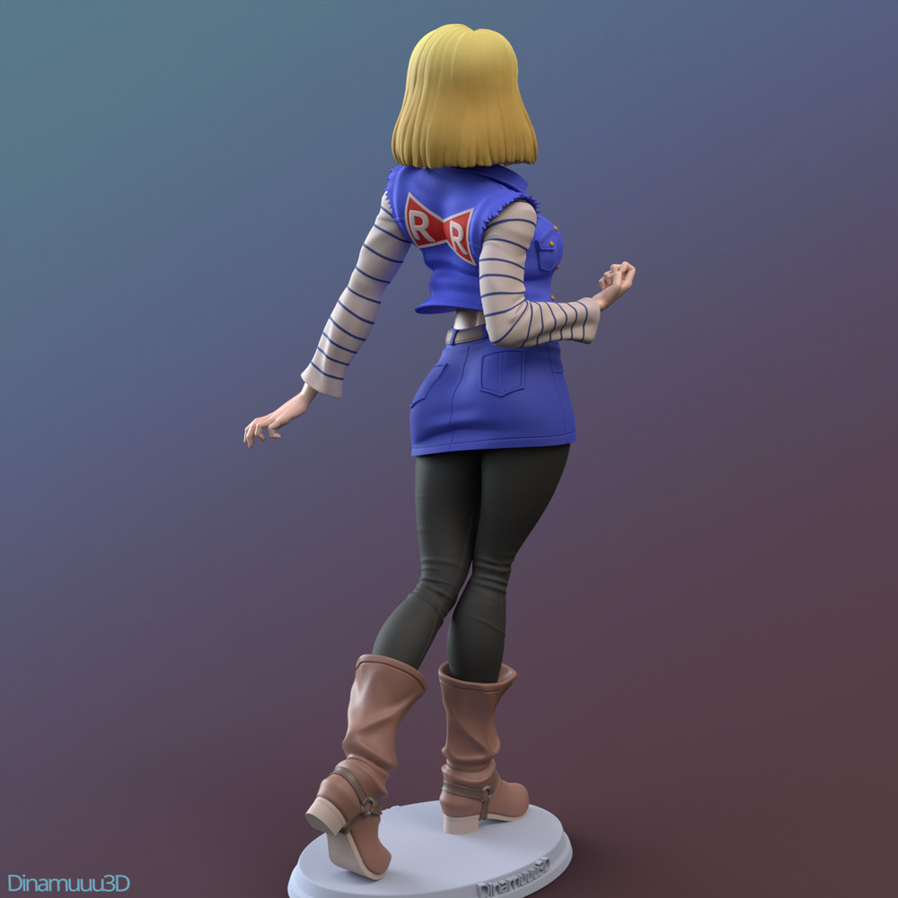 Android 18 3D SOLID RESIN Statue Model Part Kit-Space Gray-Unpainted