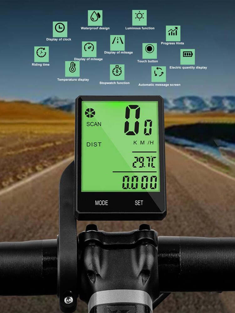 Riding Odometer Multifunctional Wireless Bicycle Computer Waterproof Code Meter