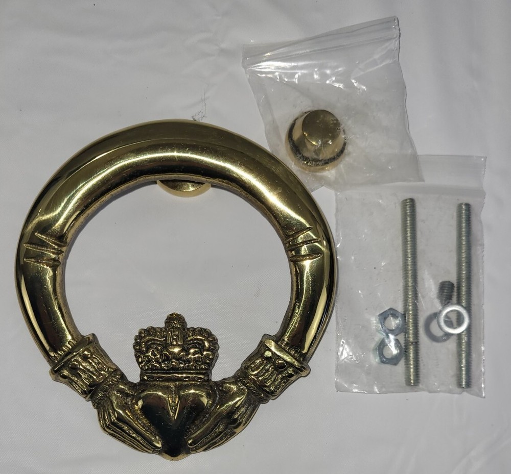 Solid Brass Claddagh Doorknocker Ring NEW