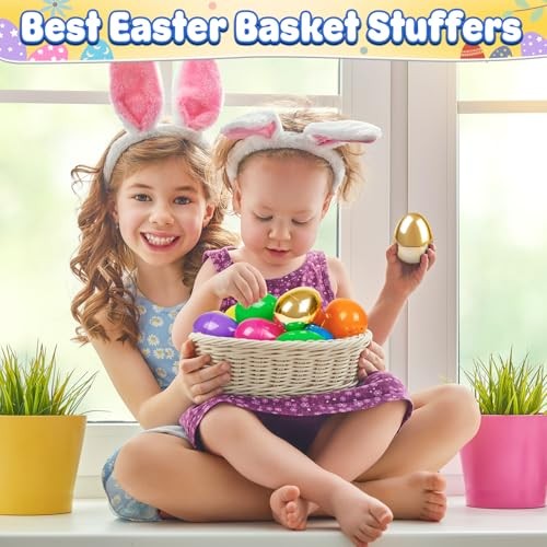 36 Count 3.15" Plastic Easter Eggs, 30 Pcs Empty Suprise Eggs 6 Pcs Golden