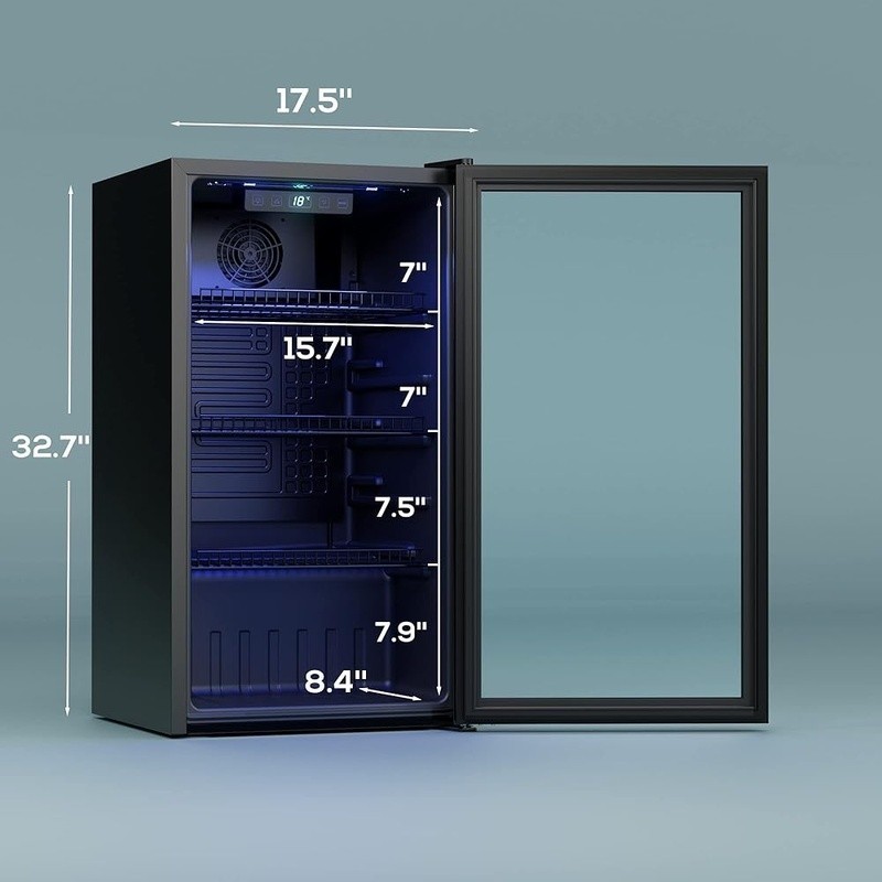 Beverage Refrigerator Cooler Adjustable Shelves Quiet Cooling System LED Display