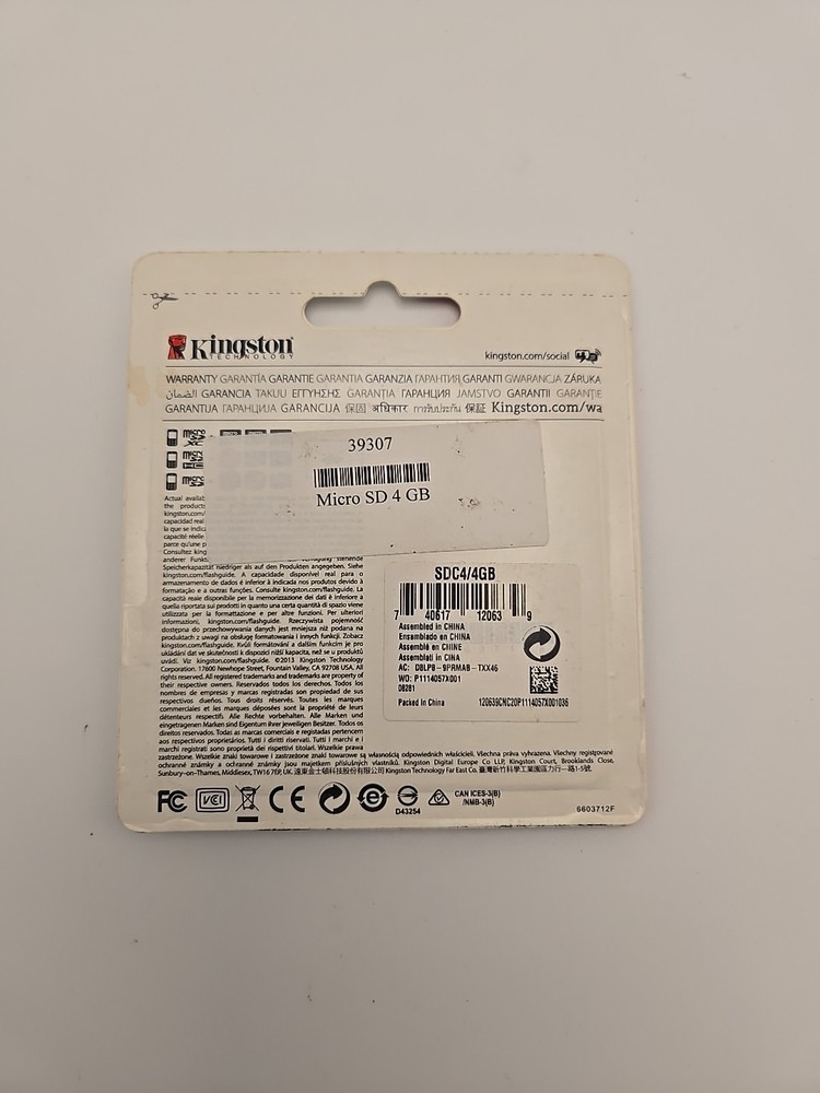 Kingston 4GB microSDHC Class 4 Memory Card