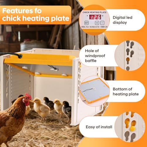 Brooder Plate for Chicks, 25W Heat Plate with Temperature Control, 9.76" x