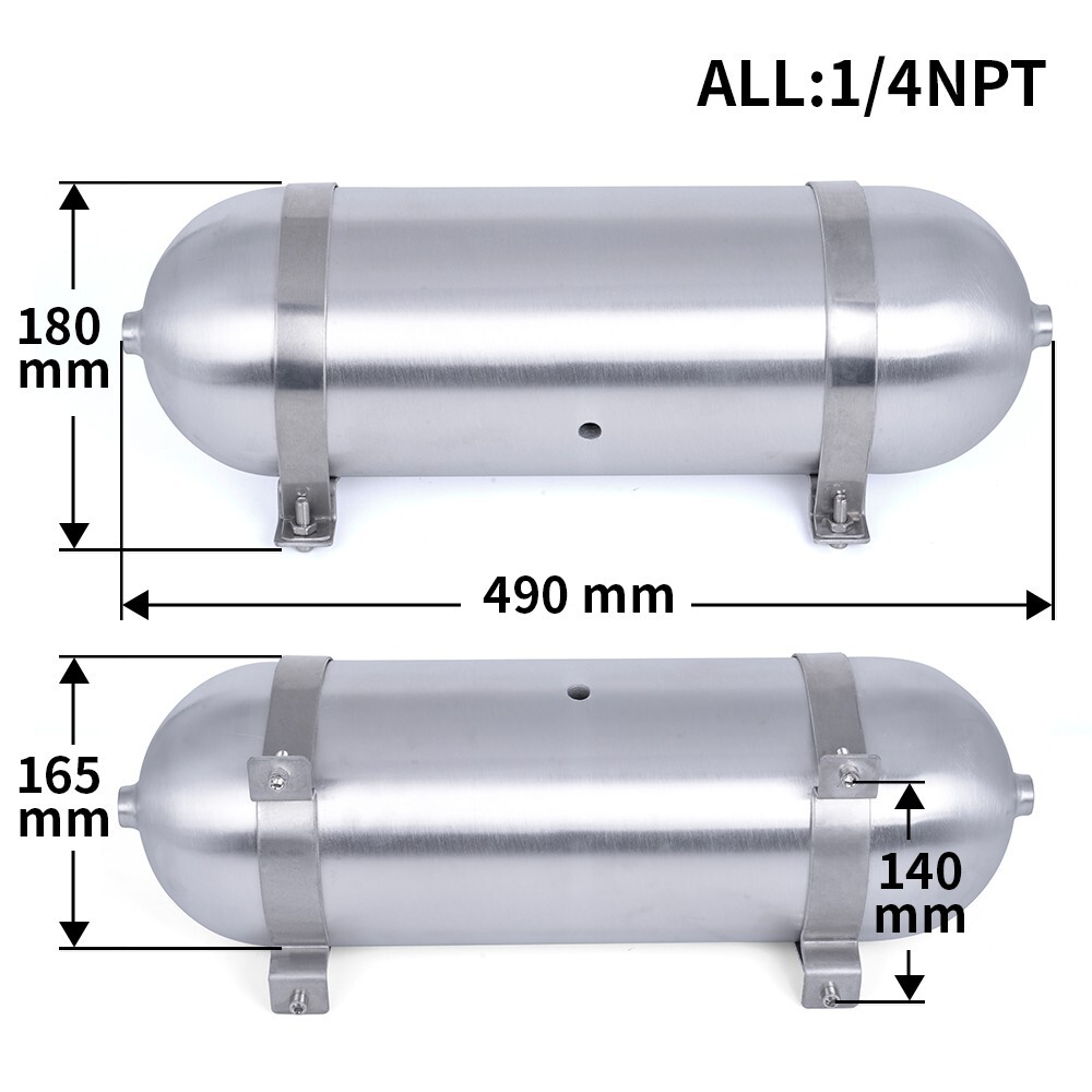 3 Gallon Air Tank Seamless Raw Aluminum for Air Ride Suspension System