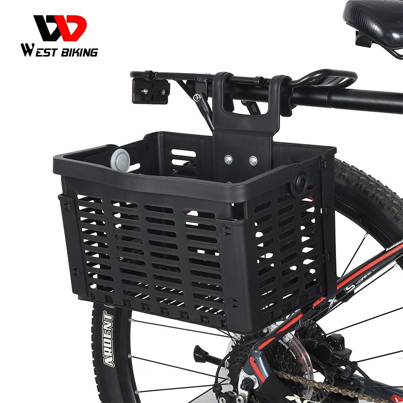 WEST BIKING Foldable Bike Front Handlebar Basket Bicycle Rack Pack Basket Black