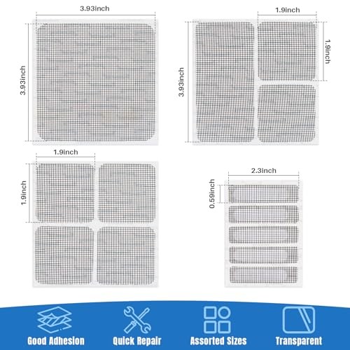 Sheets Window Screen Repair Kit - Black Self-Adhesive Screen Patch Repair 16