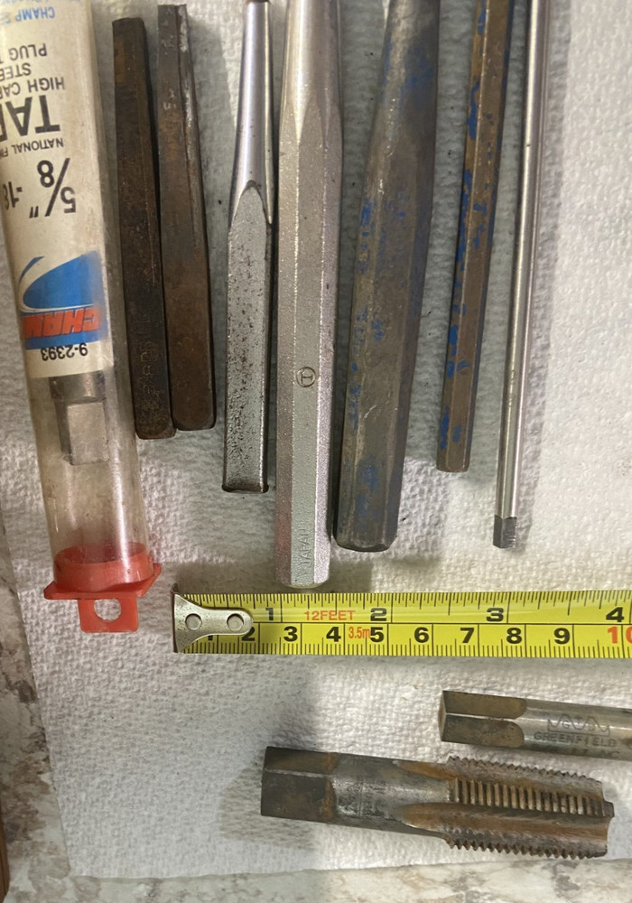TOOLS Punches, new tap misc drill bits see pictures
