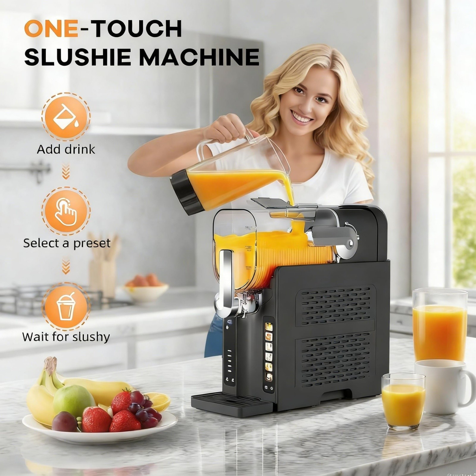 Slushie Machine for Home No Ice Needed Frozen Drink Maker with LED Display