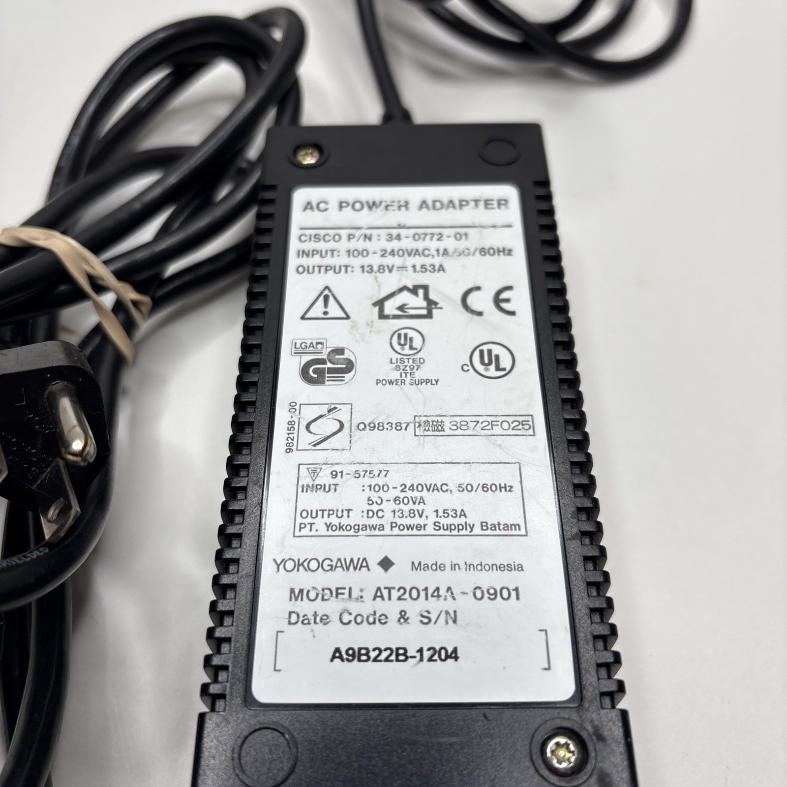 Cisco AC Adapter 34-0772-01 Power Supply 6-pin DIN connector 13.8V Yokogawa