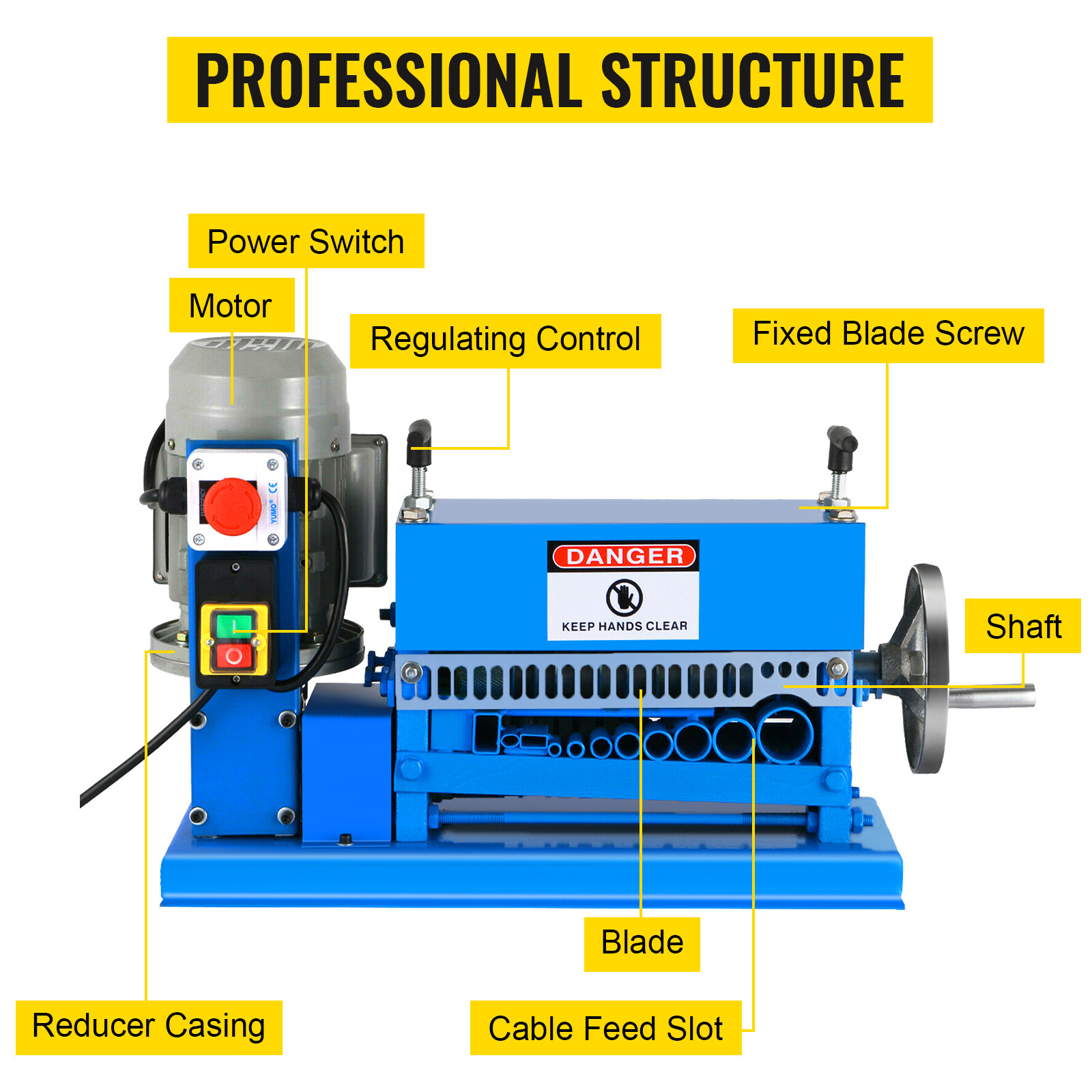VEVOR Electric Wire Stripping Machine 1.5-38mm Cable Stripper 0.06"-1.5" 1/2HP