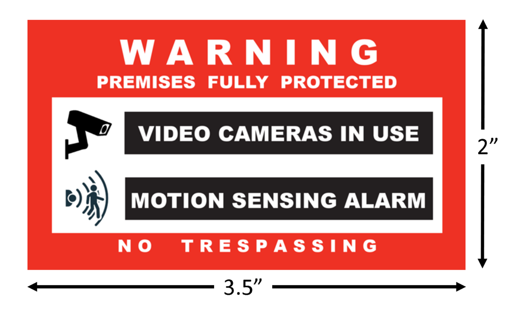 Video Camera + Motion Sensor Warning Security Stickers / 6 Pack + FREE SHIPPING
