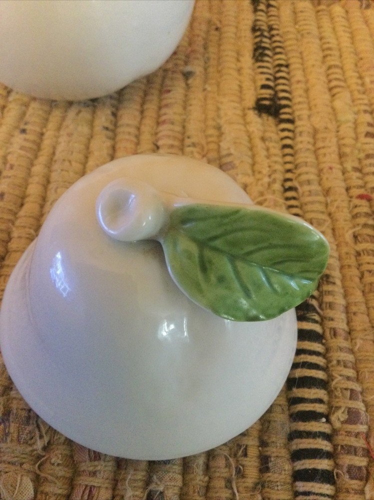 Vintage White Ceramic Numbered Pear Bowl With Lid