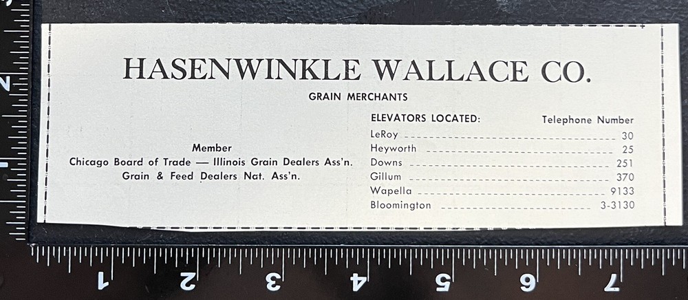Hasenwinkle Wallace Co Bloomington IL 1957 Advertising Print Ad
